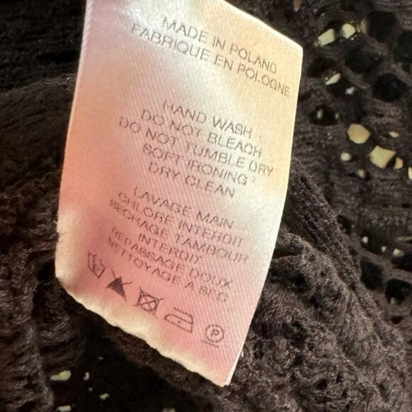 IRO Crochet Lace Cotton Blend Sweater Crew Neck Knit Long Sleeves Sheer Black 40 - Picture 11 of 16